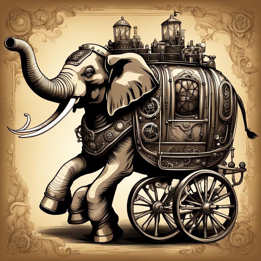 Steampunk Elephant-Drawn Carriage Creation