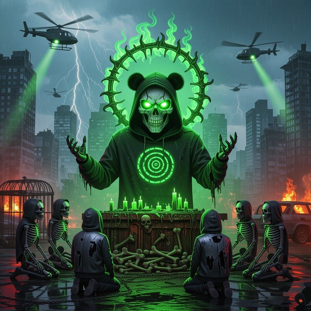 Post-Apocalyptic Cult Leader with Panda Ears Hoodie