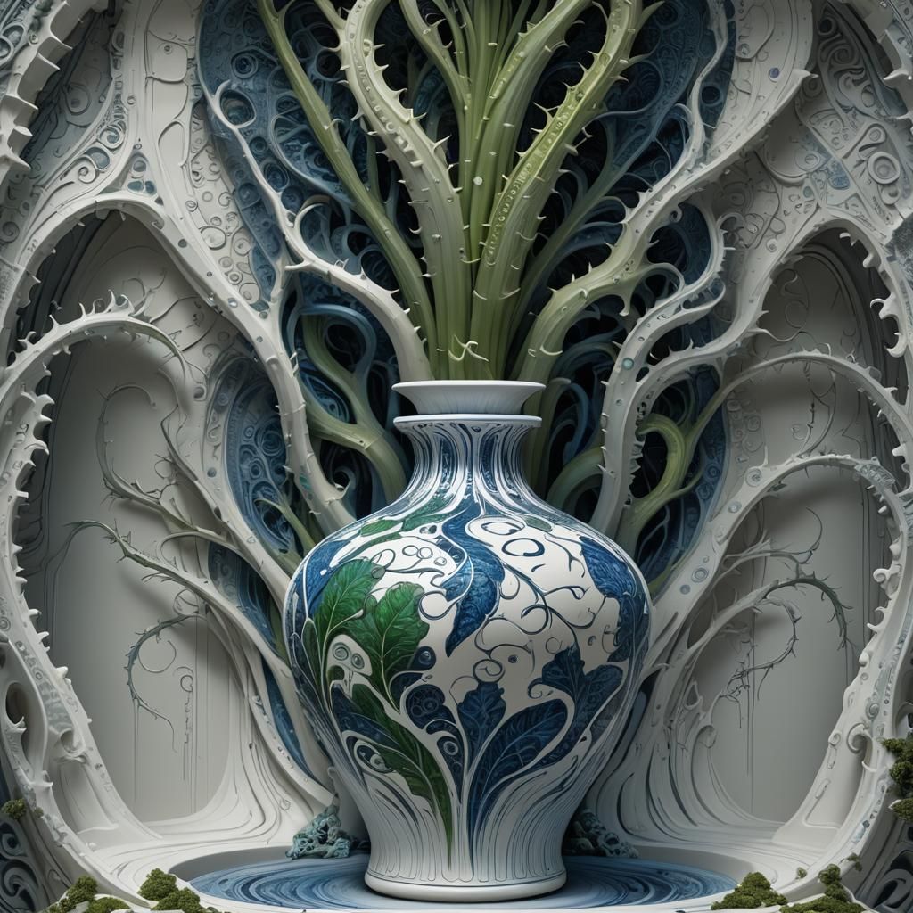 Surreal Ming Vase with Emerging Fingers