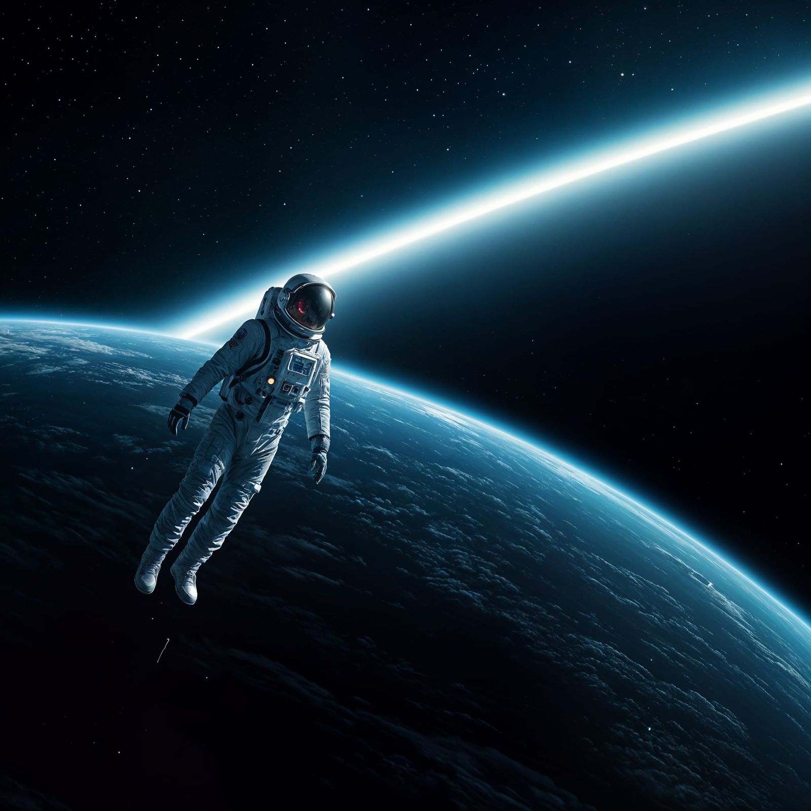 Astronauts Amidst Celestial Bodies in a Futuristic Cosmos