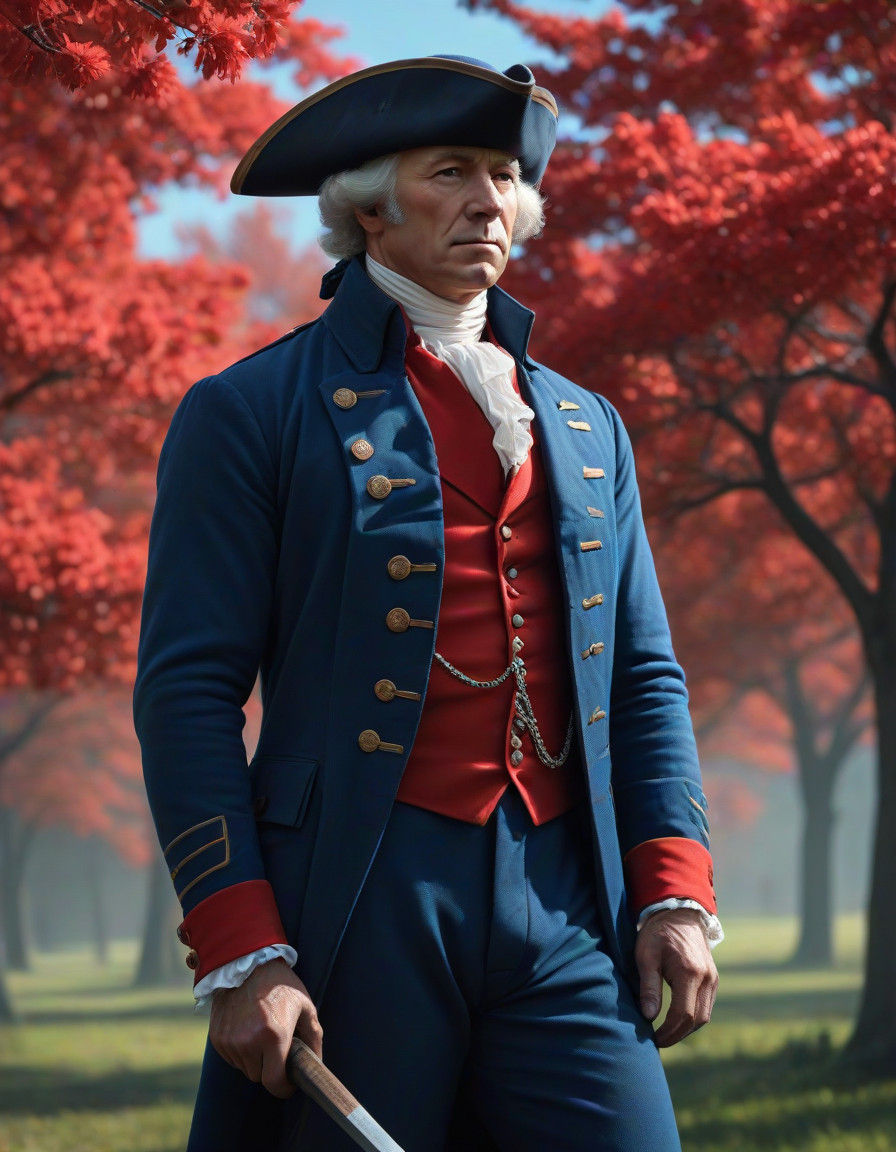 Strong George Washington in Retro Tilt Shift Digital Art