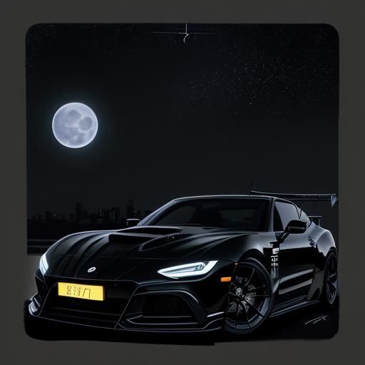 Neon Tokyo Sports Car in Anime Style