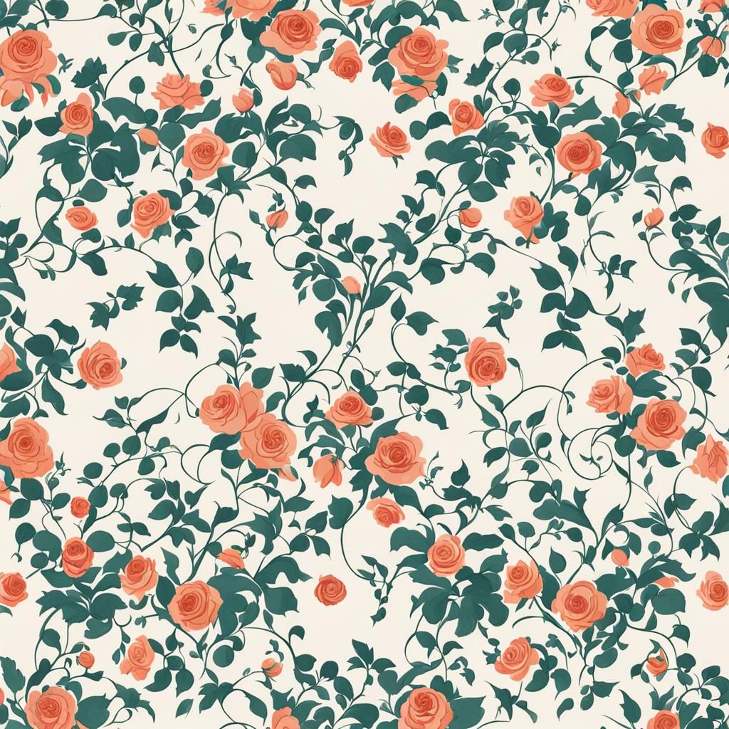 Vintage Arabesque Floral Wallpaper in UPA Style