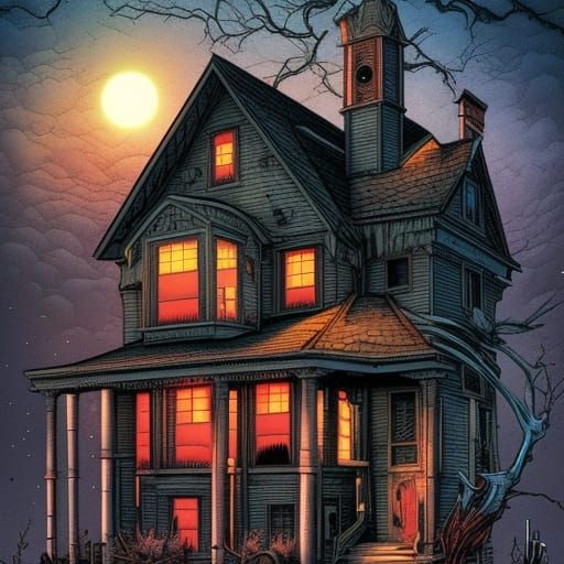 Horror House in Comic Book Style