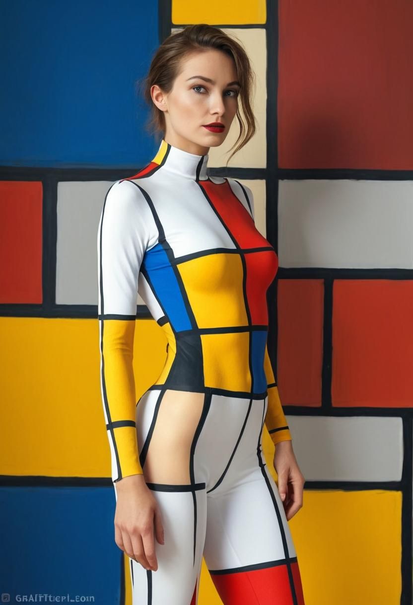 Image: A body painting on the back of a Caucasian woman with...