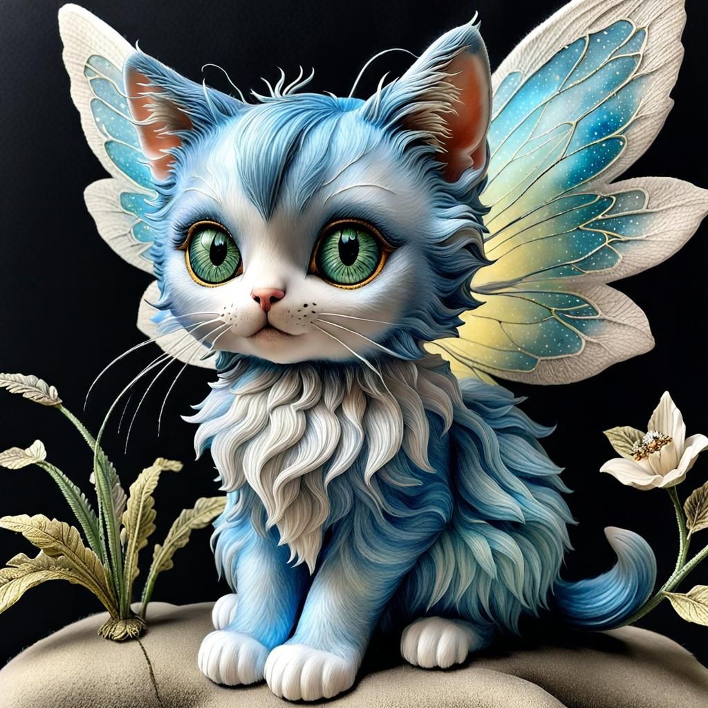 Enchanting Fairy Cat in Detailed Wilderness