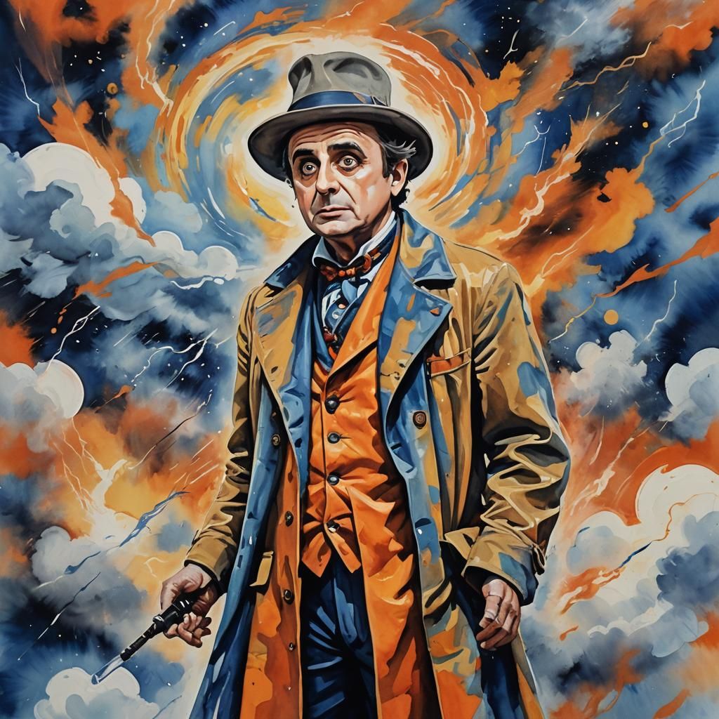 Seventh Doctor Portrait in Gouache Watercolor Style