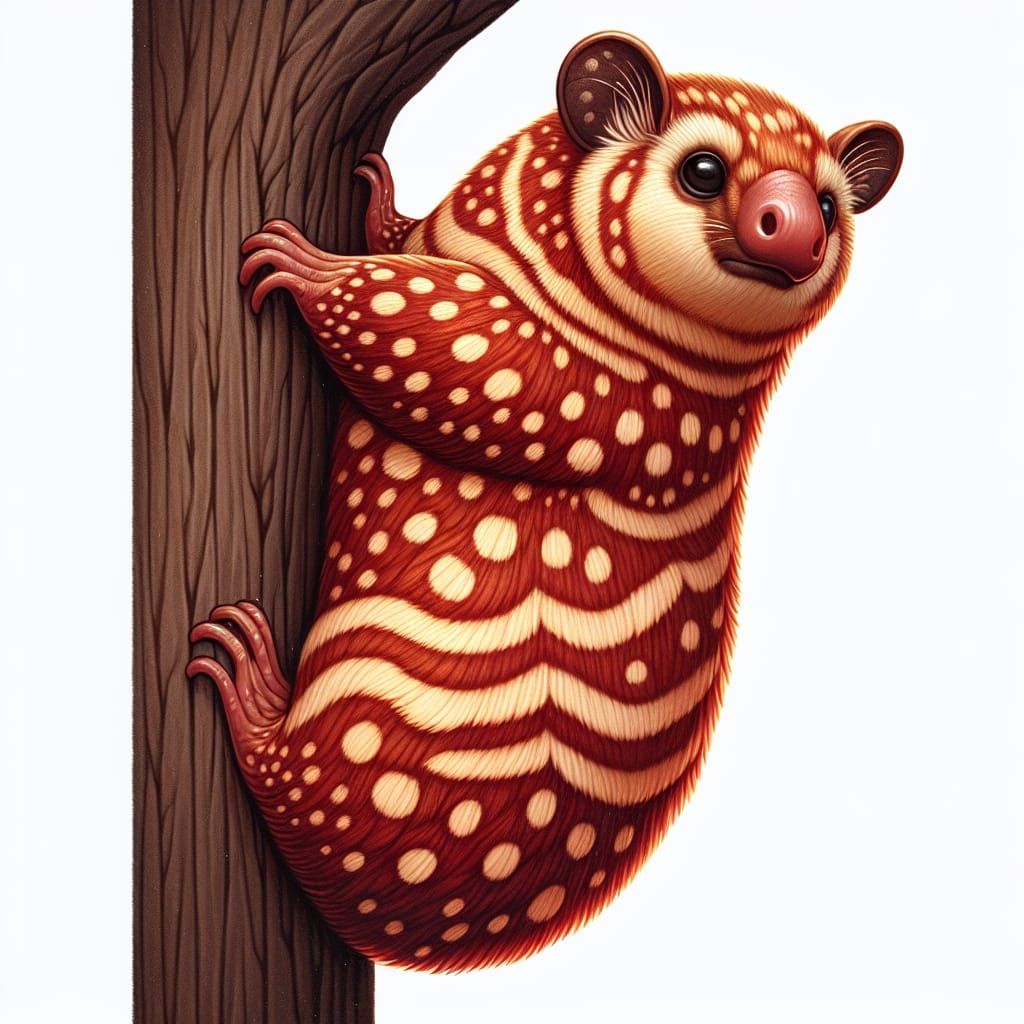 Reddish-Brown Colugo Hanging on a Tree