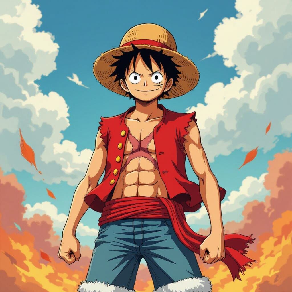 Luffy as Anime-Inspired Heroic Illustration