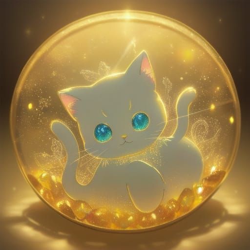 Whimsical Cat in Glass Jewelry Box