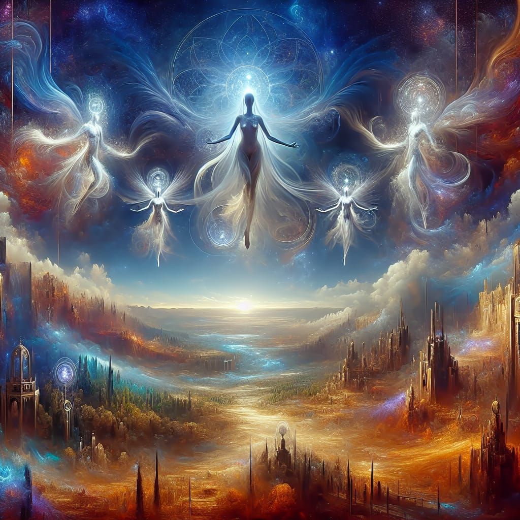 Ethereal Figure in Afterlife Landscape: Matte Painting