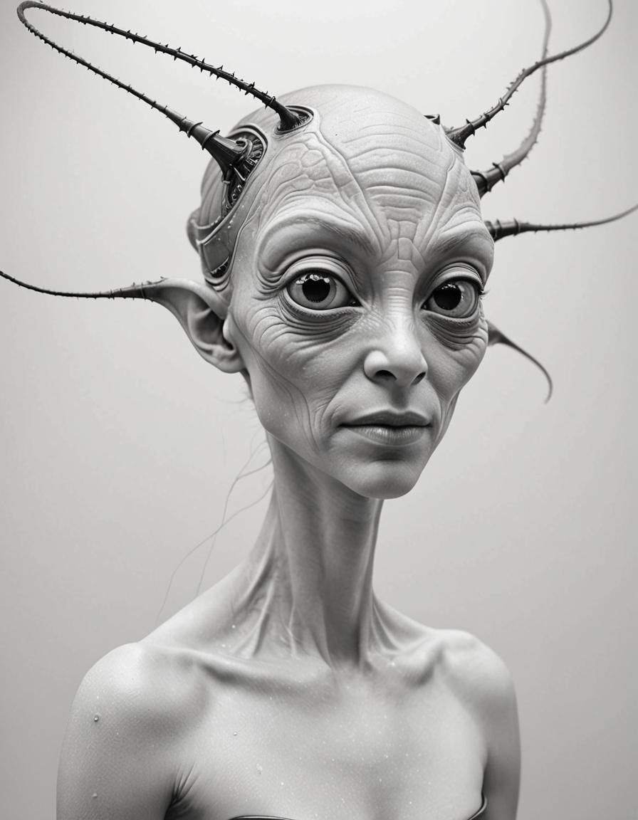 Smiling Aliens at a Party in Hyperrealistic Style