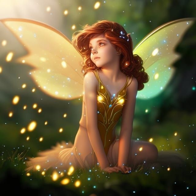 Beautiful Fairy in Magical Glowing Forest: Hyperrealistic Ar...