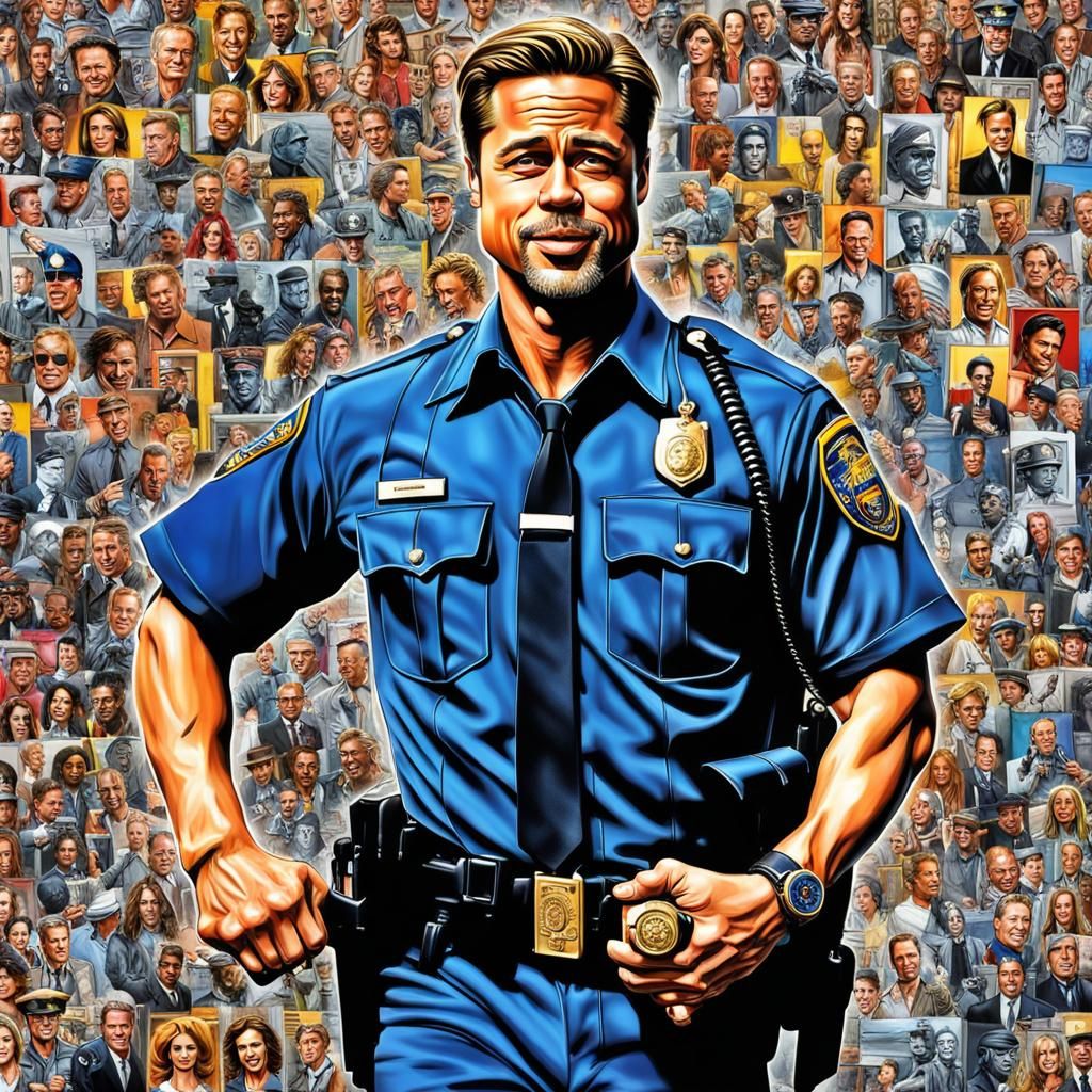 Pop Art Brad Pitt as Policeman