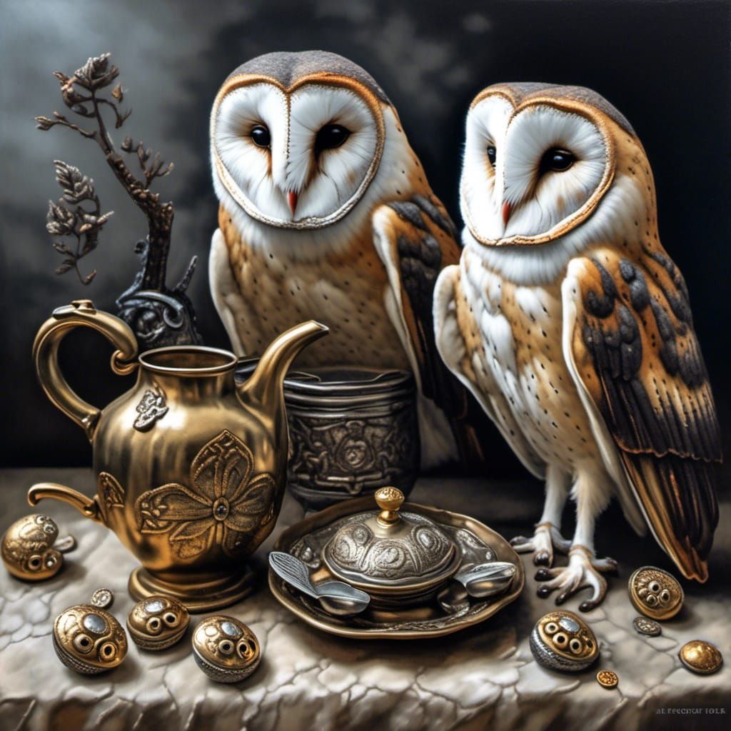 Animal Teapots Still Life as Hyperrealistic Oil Painting