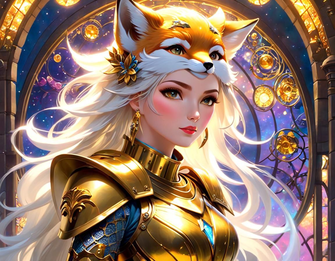 Golden Fox Girl in Detailed Digital Art