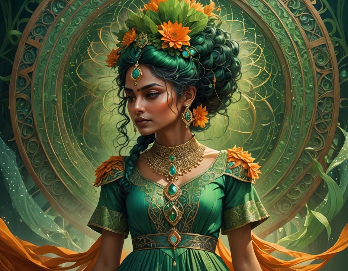 Indian Woman Portrait in Surreal Style