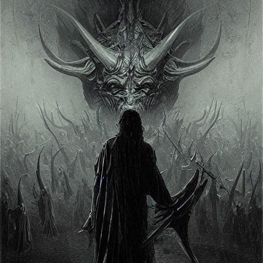 Gothic Horror Devil Inspired by Doré