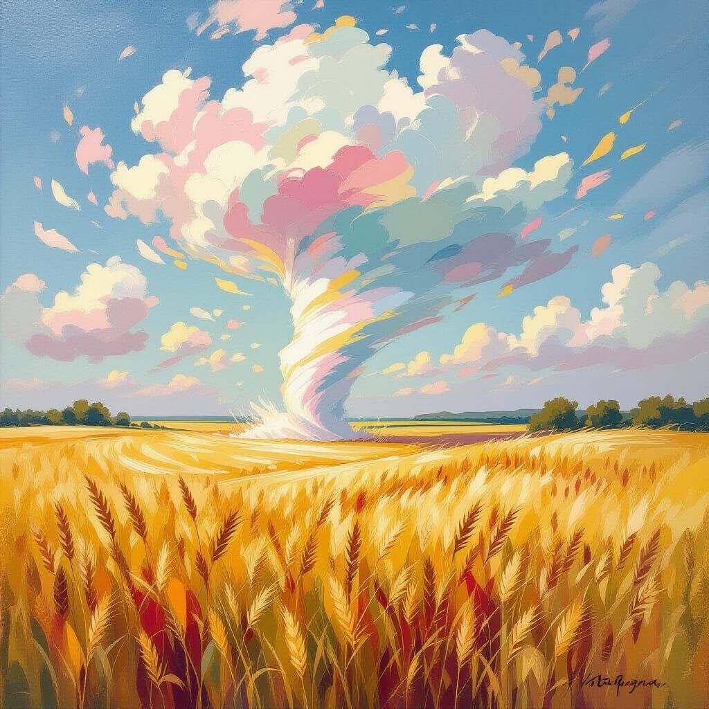 Tornado in Rye Field: Metamodern Impressionism