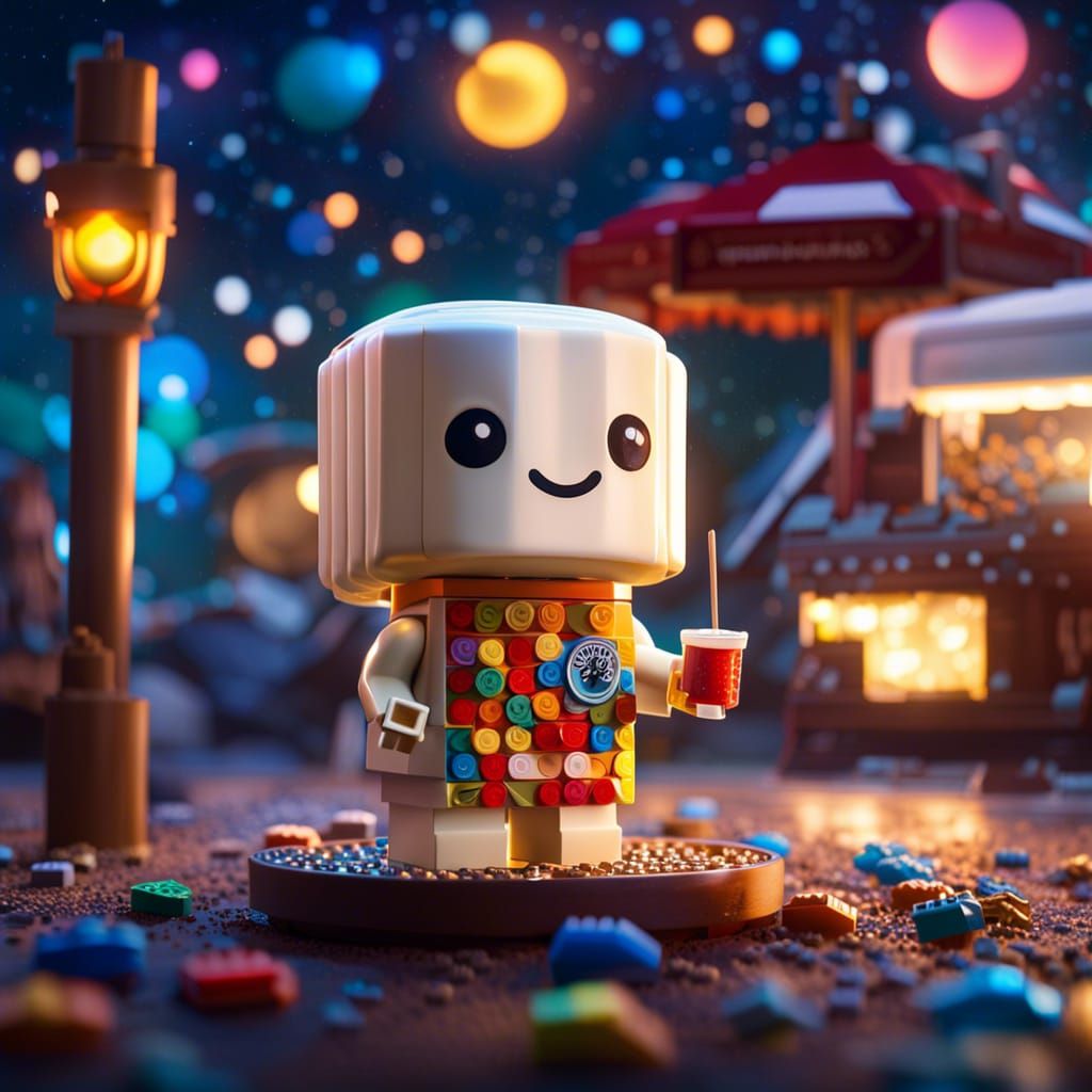 Hyperrealistic Lego Marshmallow at Food Stand