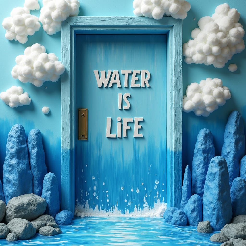Whimsical Water-Themed Doorway Art Installation
