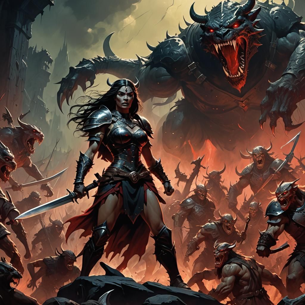 Warrior Woman Commands Dark Fantasy Realm