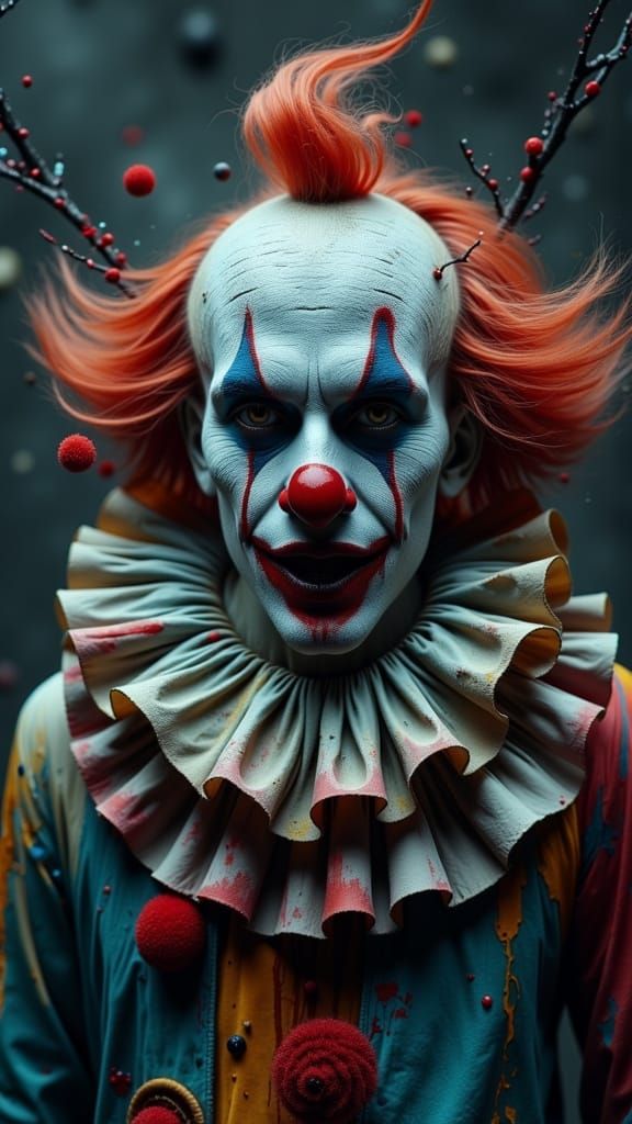 A cosmic dark carnival clown