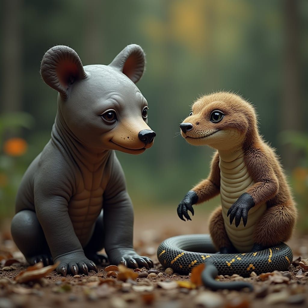 Hairless Bear and Furry Snake Opposites