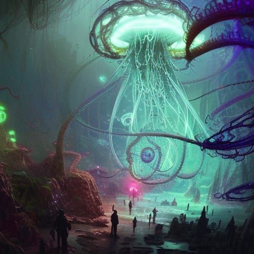 Cosmic Jellyfish: An Eldritch Digital Painting
