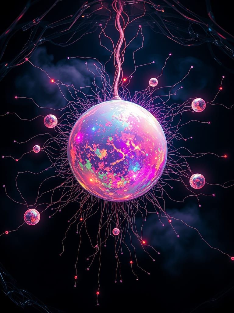 Iridescent Alien Worlds in Fiberoptic Webs