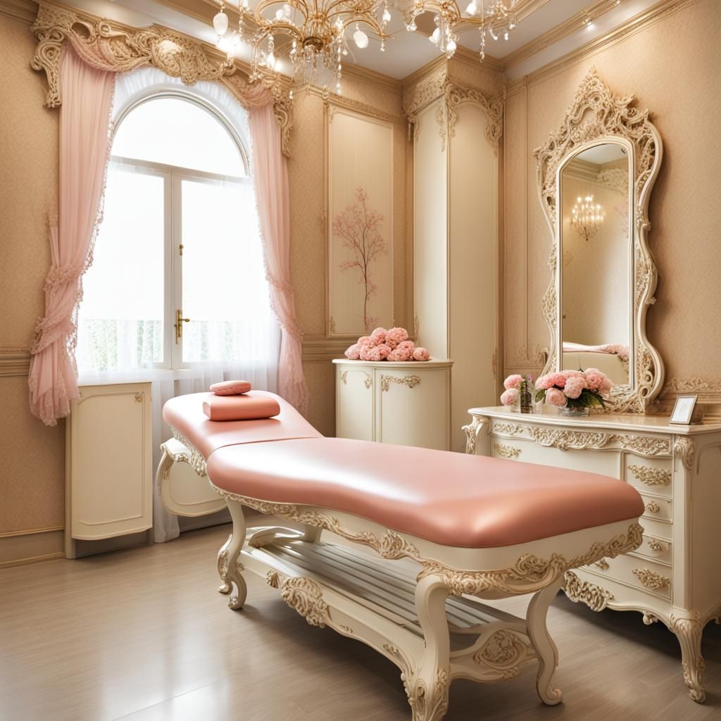 Rococo Beauty Salon: Ornate Digital Rendering