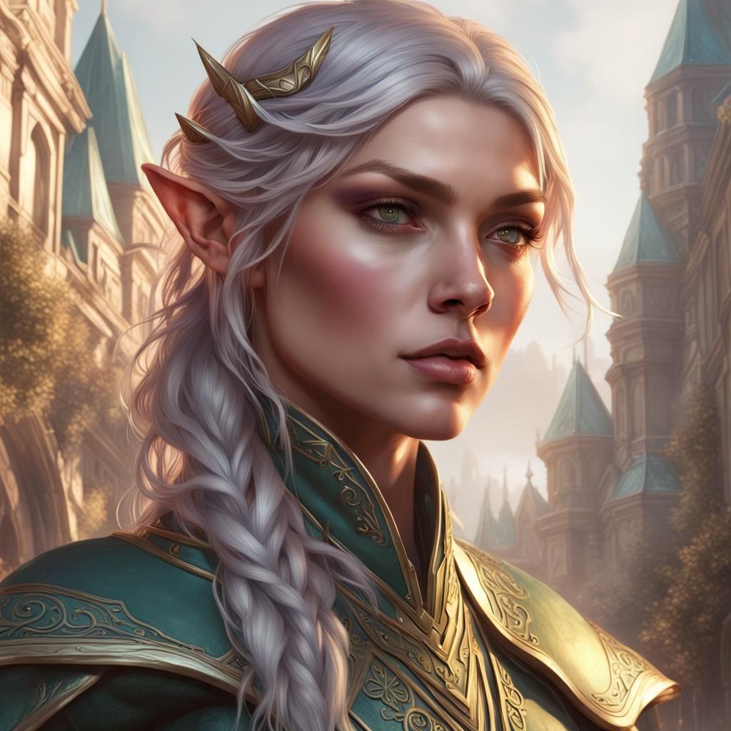 Elven Bladesinger Portrait in an Elven City