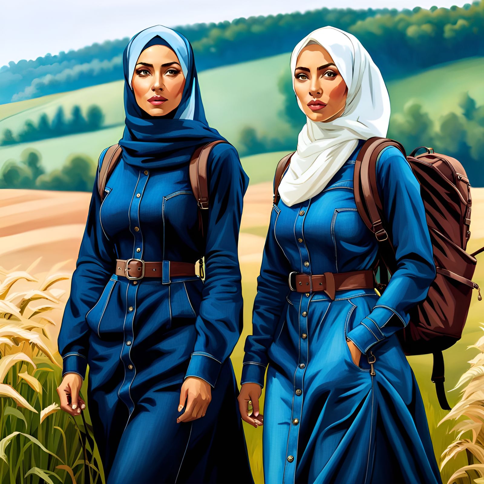 Women Hiking in Germany, Hyperdetailed Concept Art