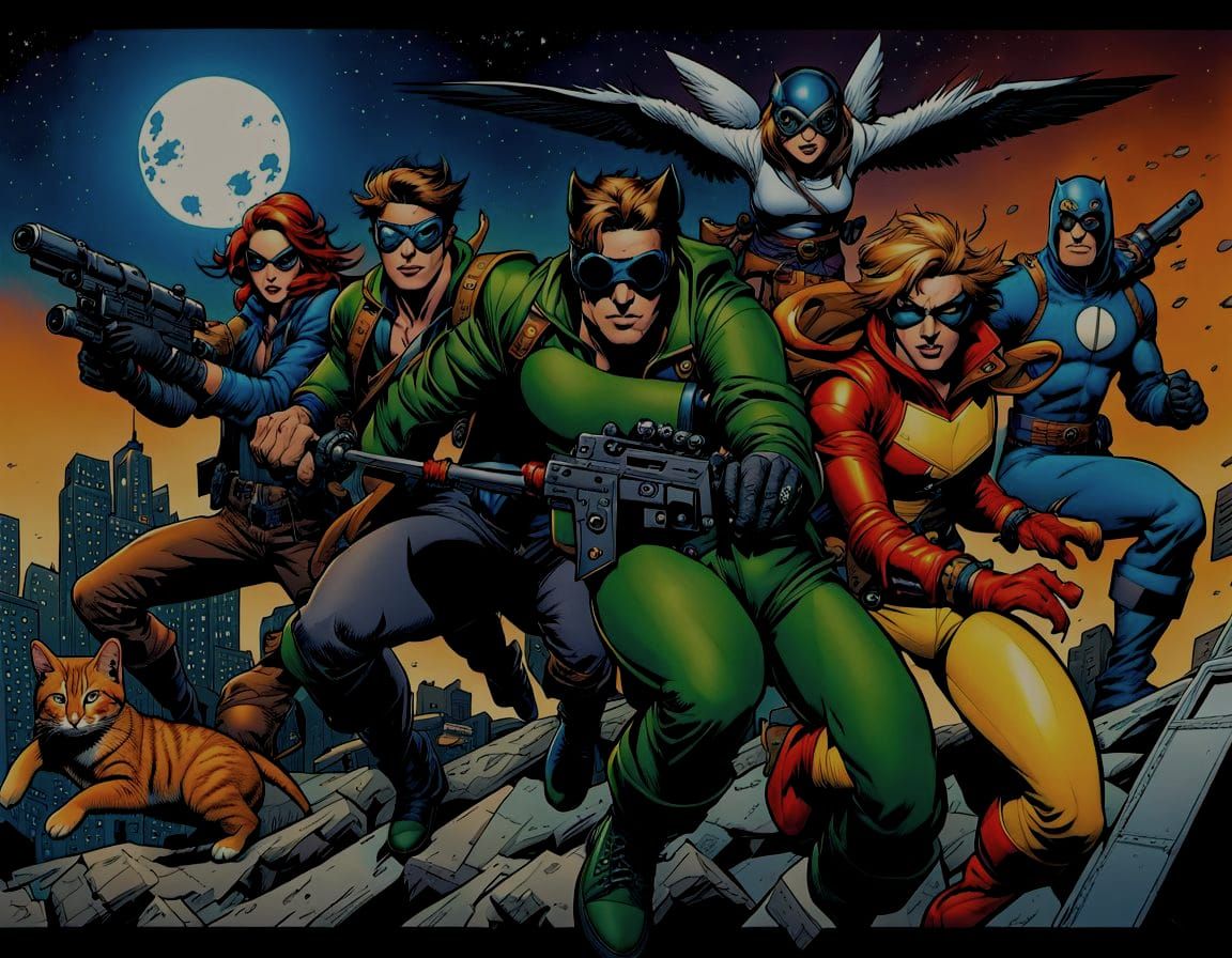 Animal Cybernetic Heroes Escape Lair, Comic Book Art