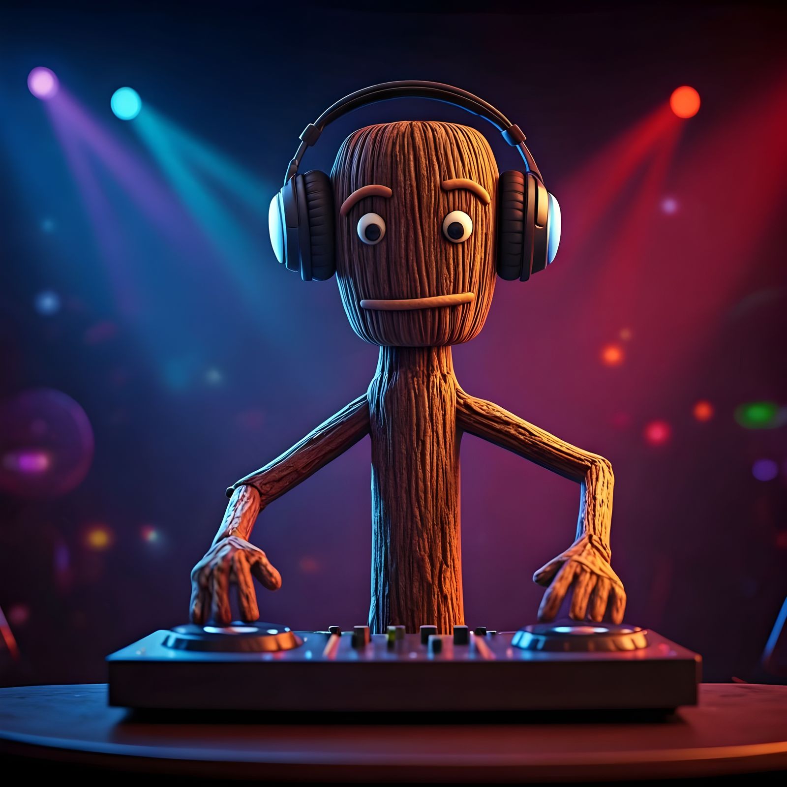 Stick Man DJ at a Disco Party