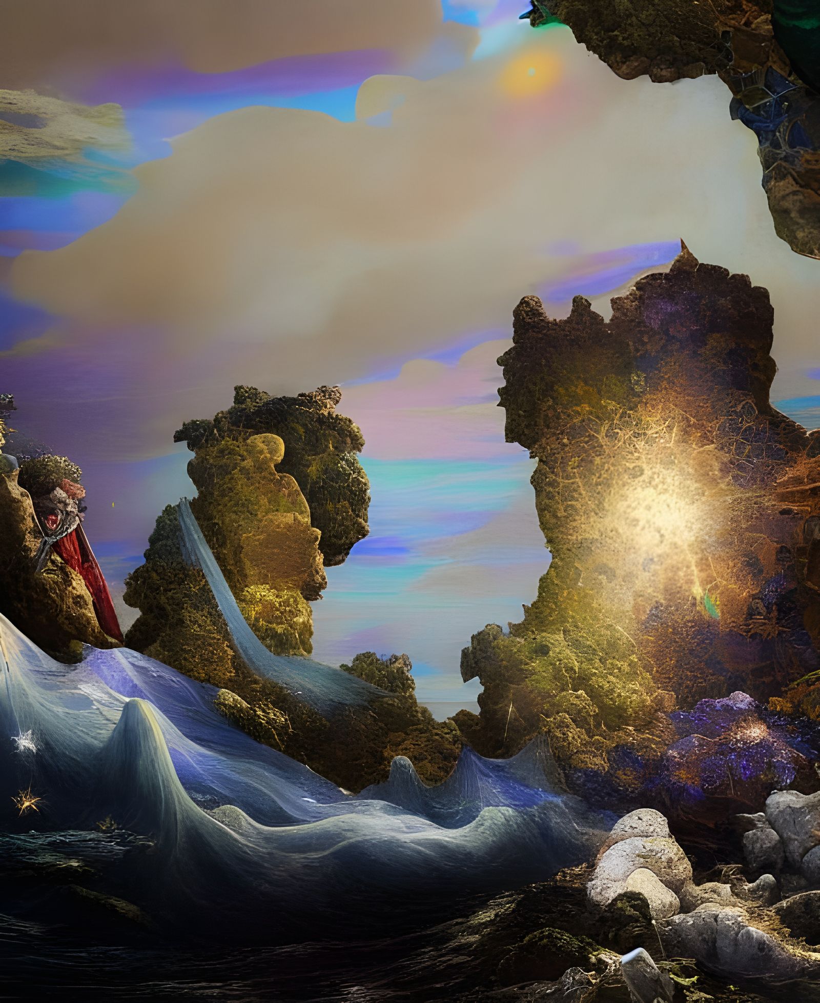 Surreal Sea Stone Inlay Saying Good Night World