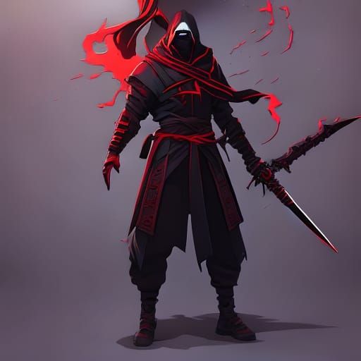 Bloodstained Ninja: Hyperdetailed Digital Illustration