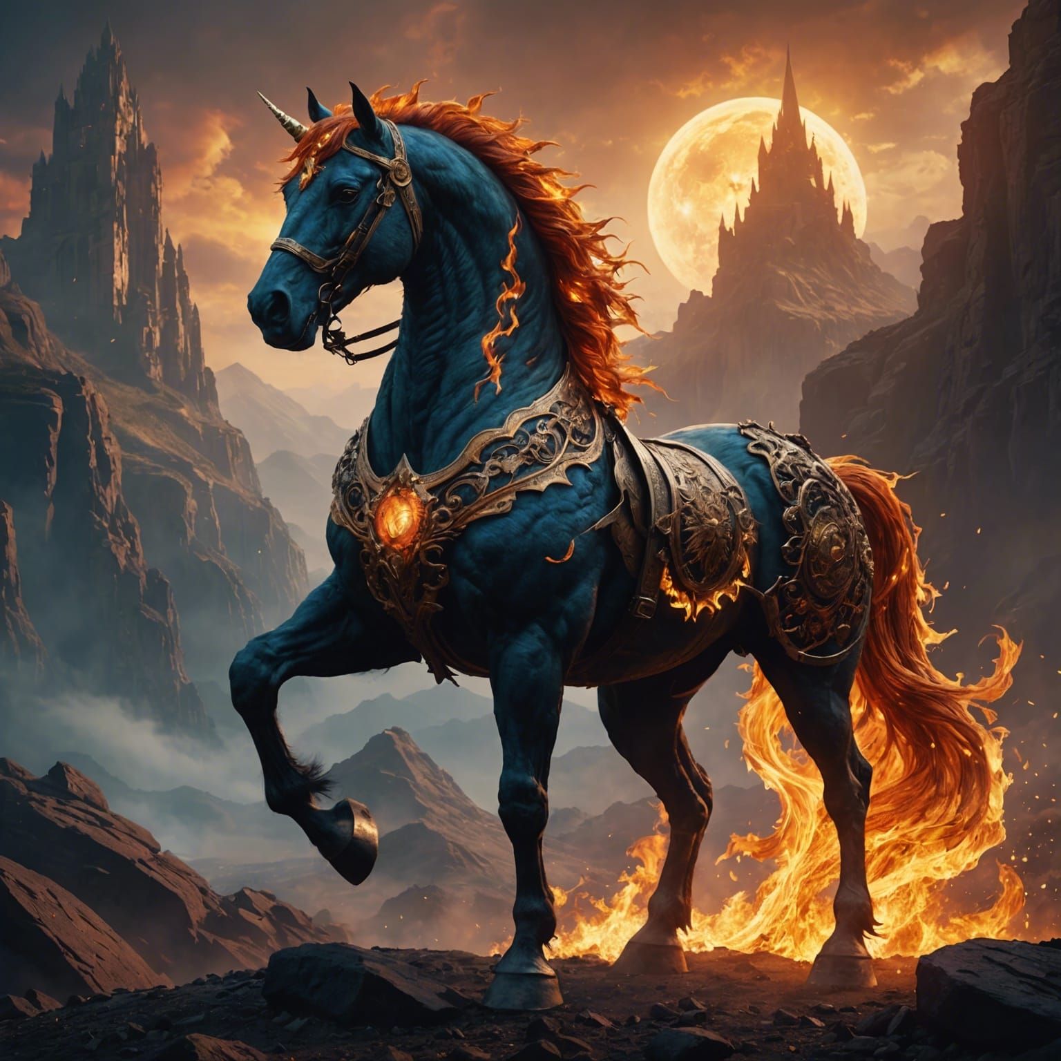 Celestial Fire Horse Fantasy Concept Art