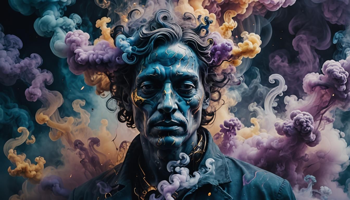 Surreal Distorted Figure in Ethereal Mist