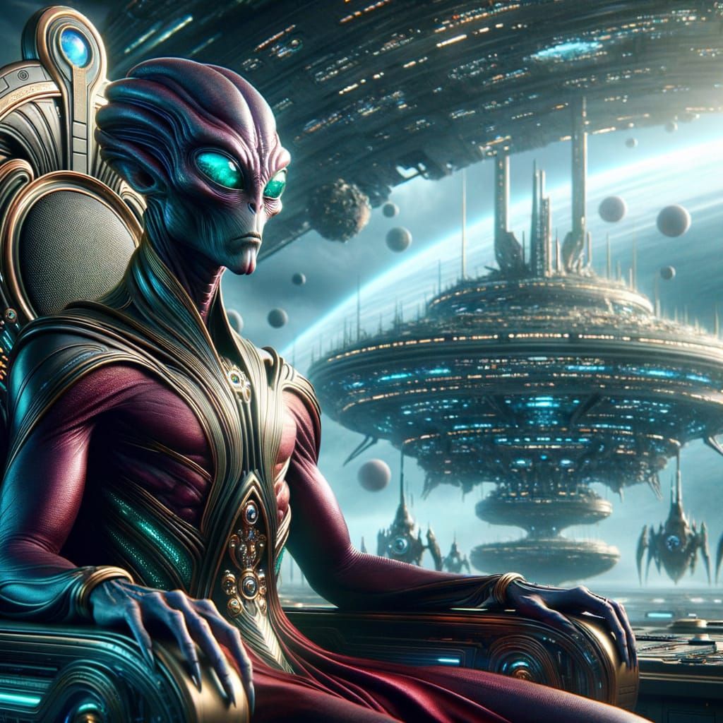 Regal Alien Commander in Sci-Fi Scene
