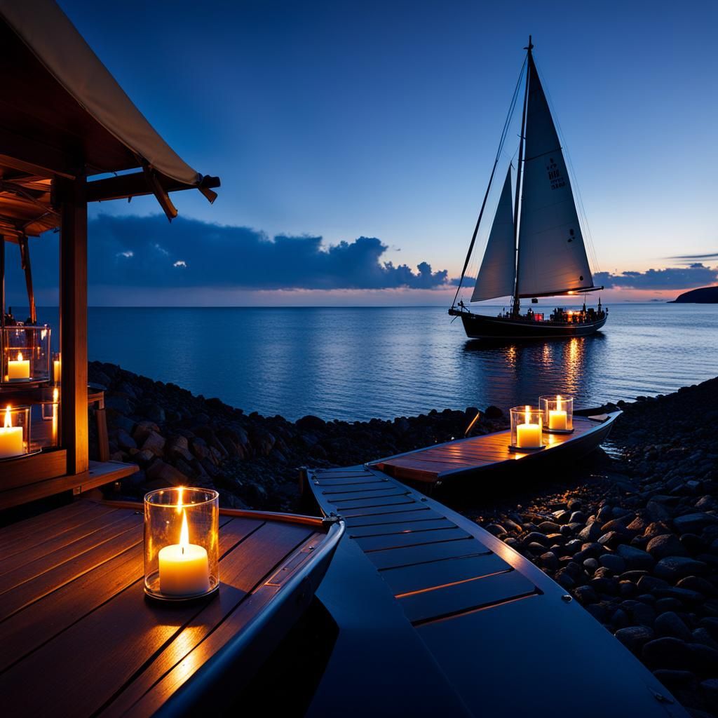 Surreal Sunset Seascape with Reflected Sunlight