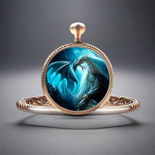 Dragon in Ice Cave with Steampunk Engine