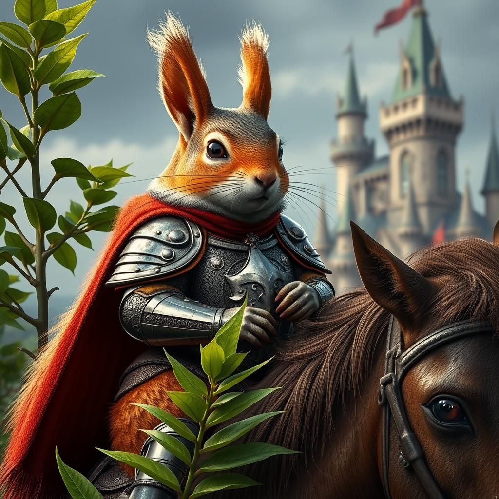 Armored Squirrel Knight on Horseback