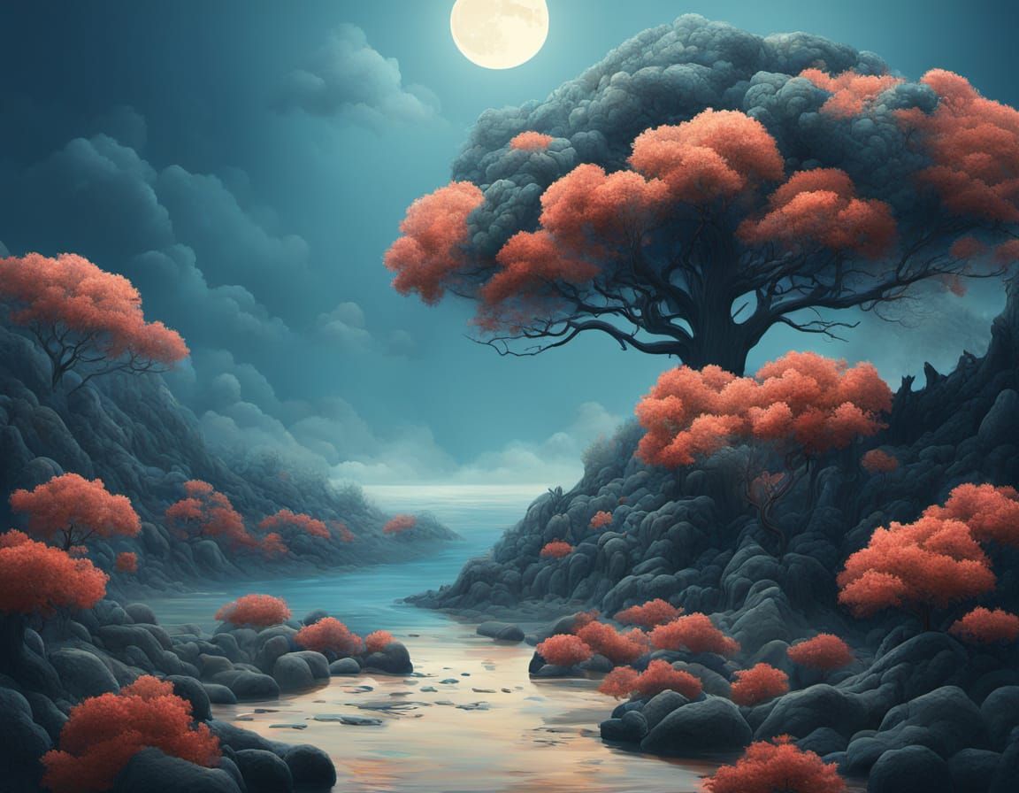 Abstract Surrealist Painting of Breaker Bay Chenin