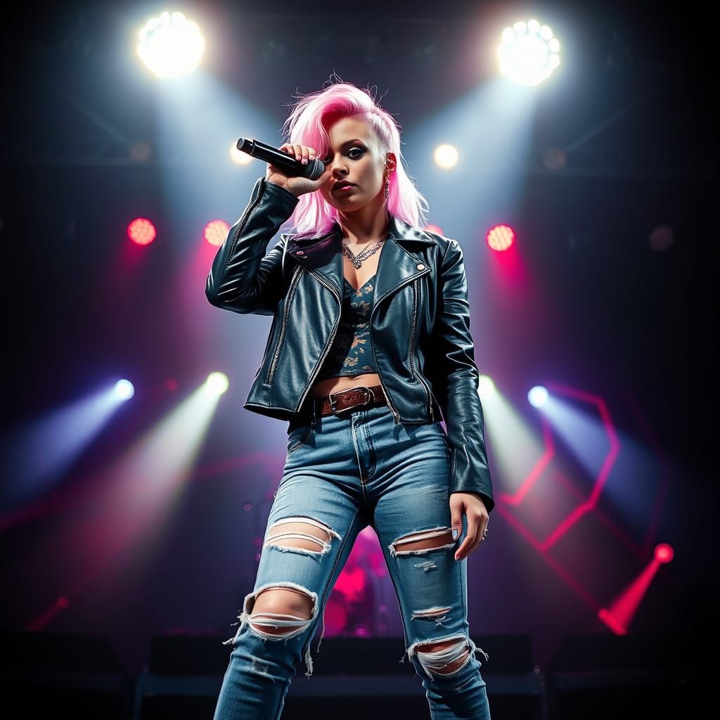 Pink on Stage in High-Contrast Lighting