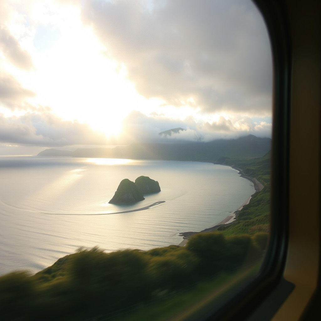 Scottish Coastal Landscape from Train Window