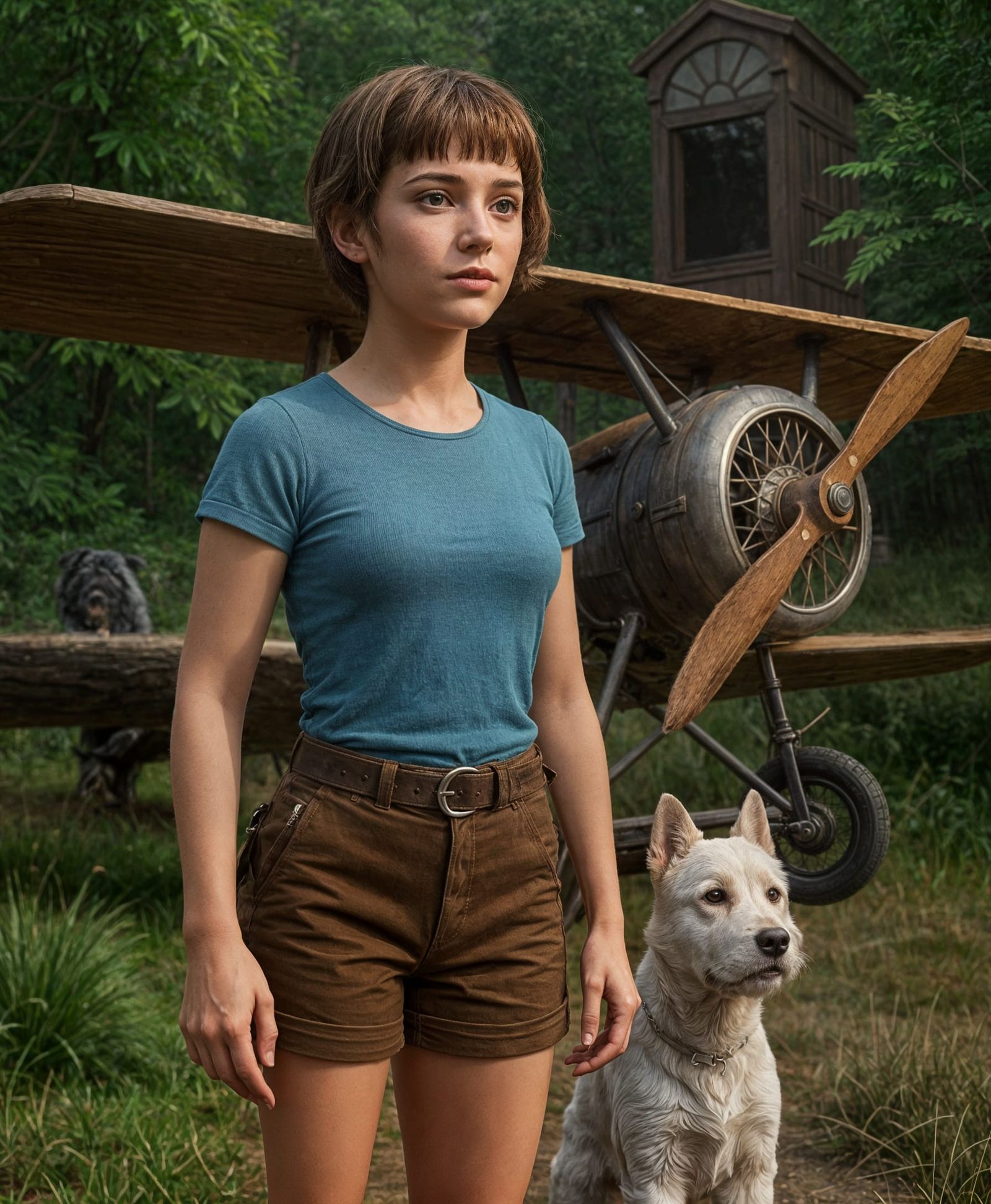 Photorealistic 3D Render of Tintin-Inspired Woman and Dog
