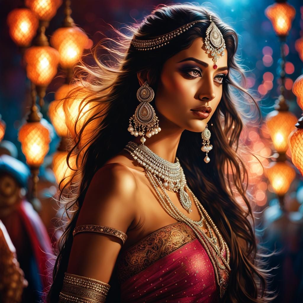 Indian Dancer in Baroque Maximalist Style