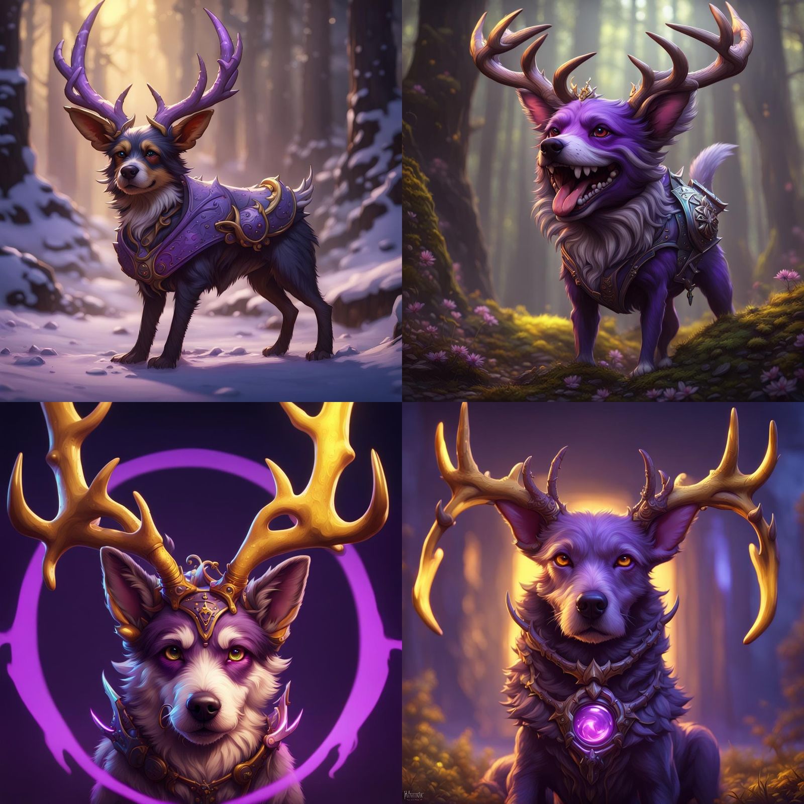 Dog-like Wendigo with Antlers: Dark Fantasy Art