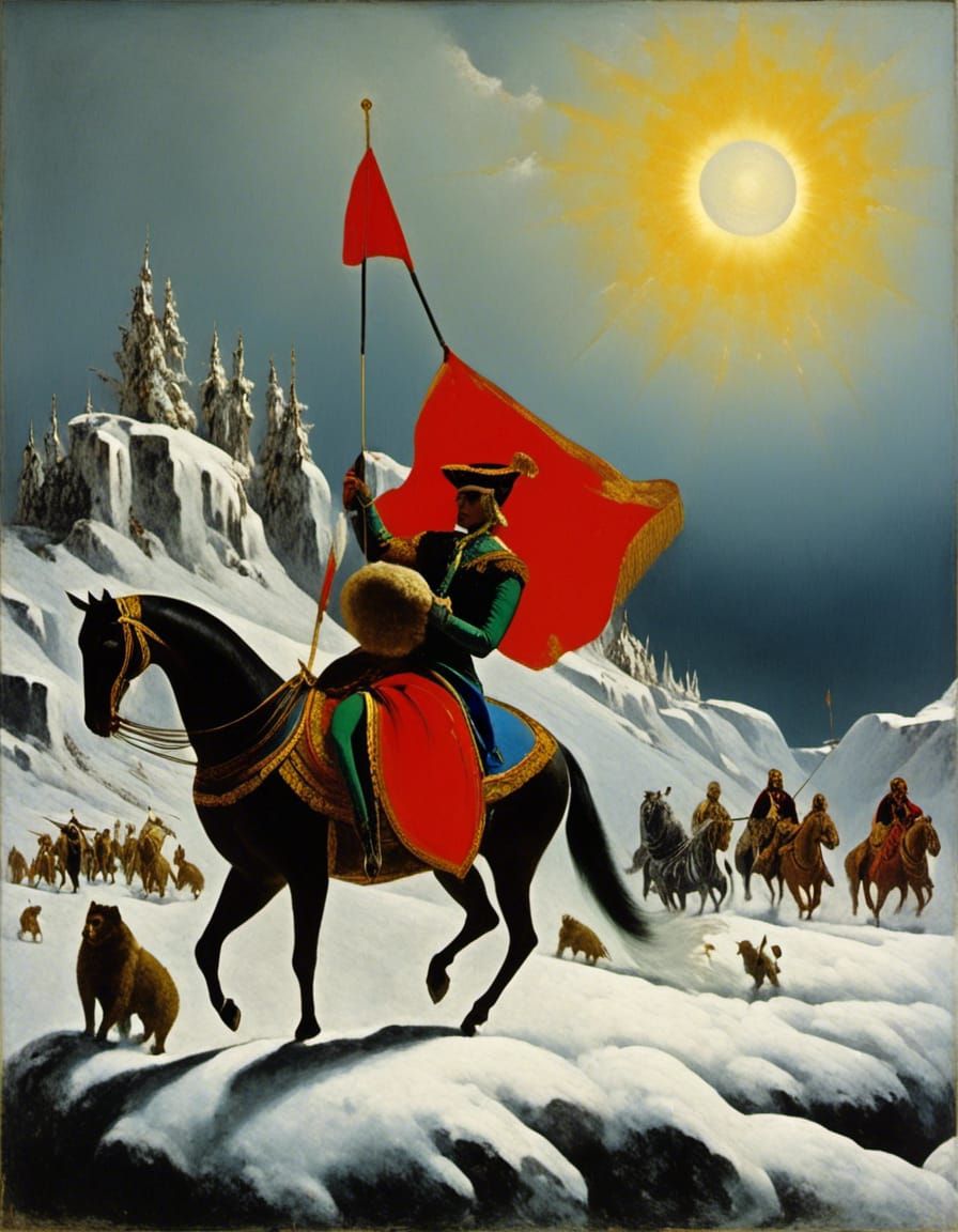 Surrealist Footprints in Snow: Oil Painting